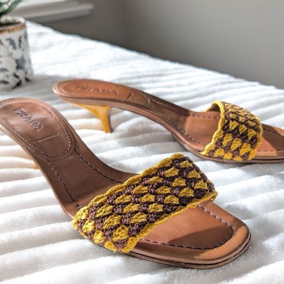 Prada Sandals Brown / Yellow Size 37 - Picture 2 of 7